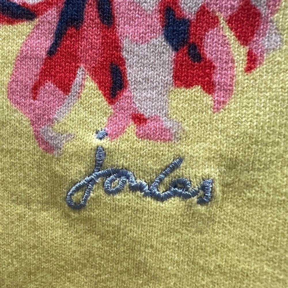Joules Yellow floral print scoop neck pullover size 6 - Picture 4 of 5
